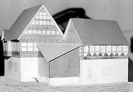 Modell des vom Landesverband Lippe geplanten Burganbaus (Burgkapelle)